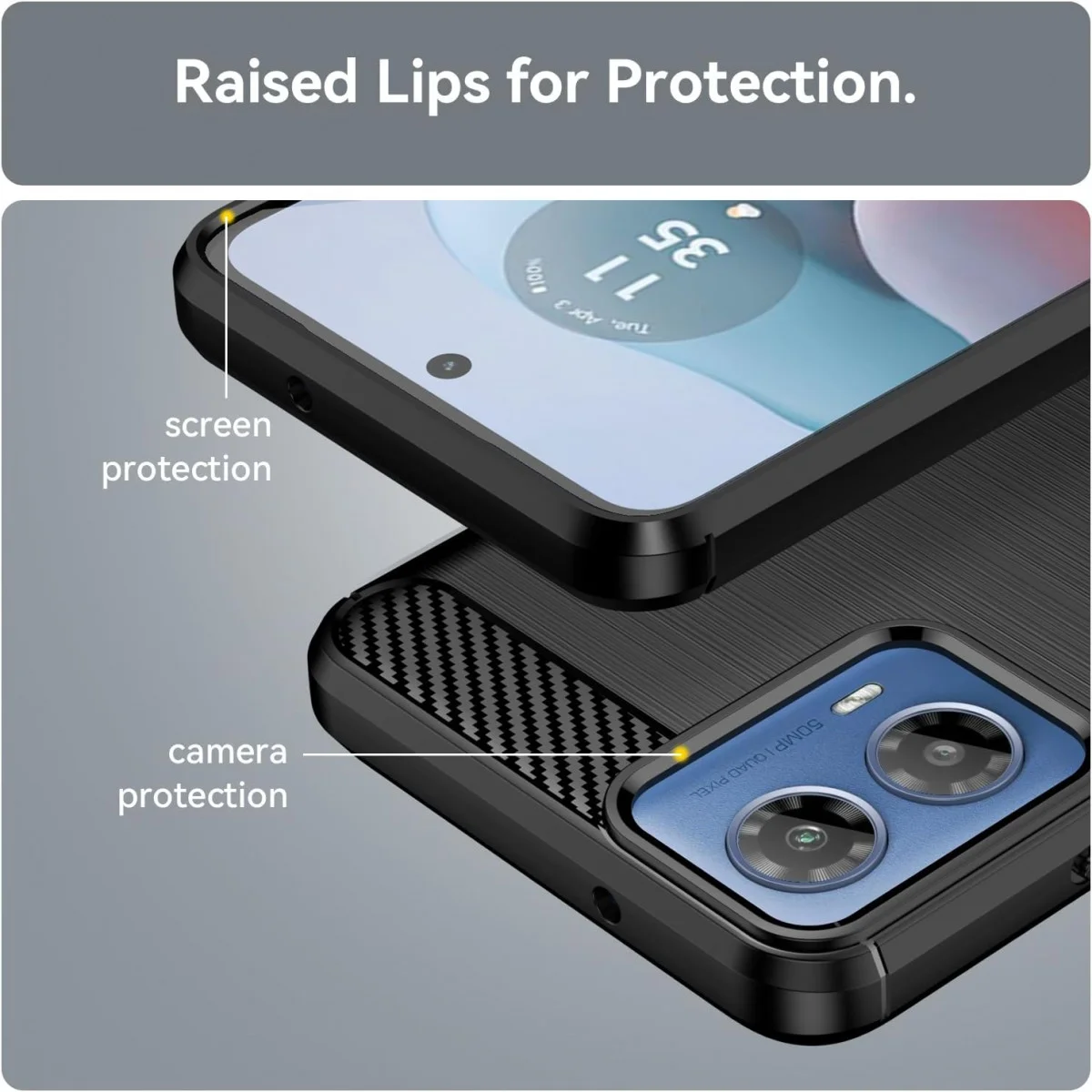 Motorola Moto G04 Hoesje Geborsteld TPU Flexibele Back Cover Zwart afbeelding 6
