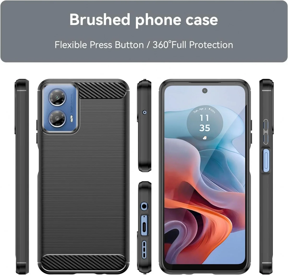 Motorola Moto G04 Hoesje Geborsteld TPU Flexibele Back Cover Zwart afbeelding 8