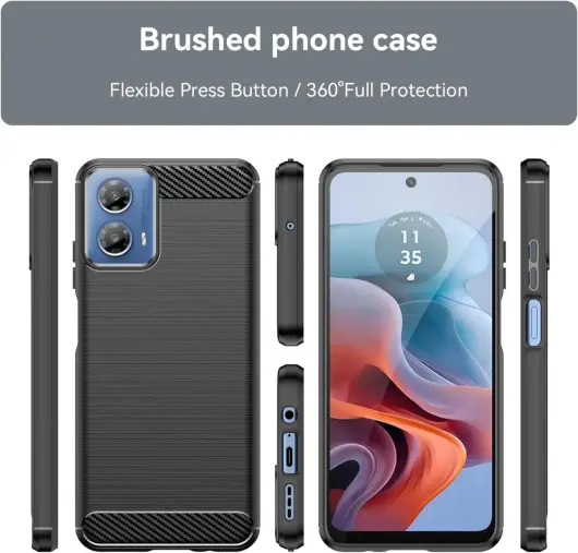 Motorola Moto G04 Hoesje Geborsteld TPU Flexibele Back Cover Zwart afbeelding 8