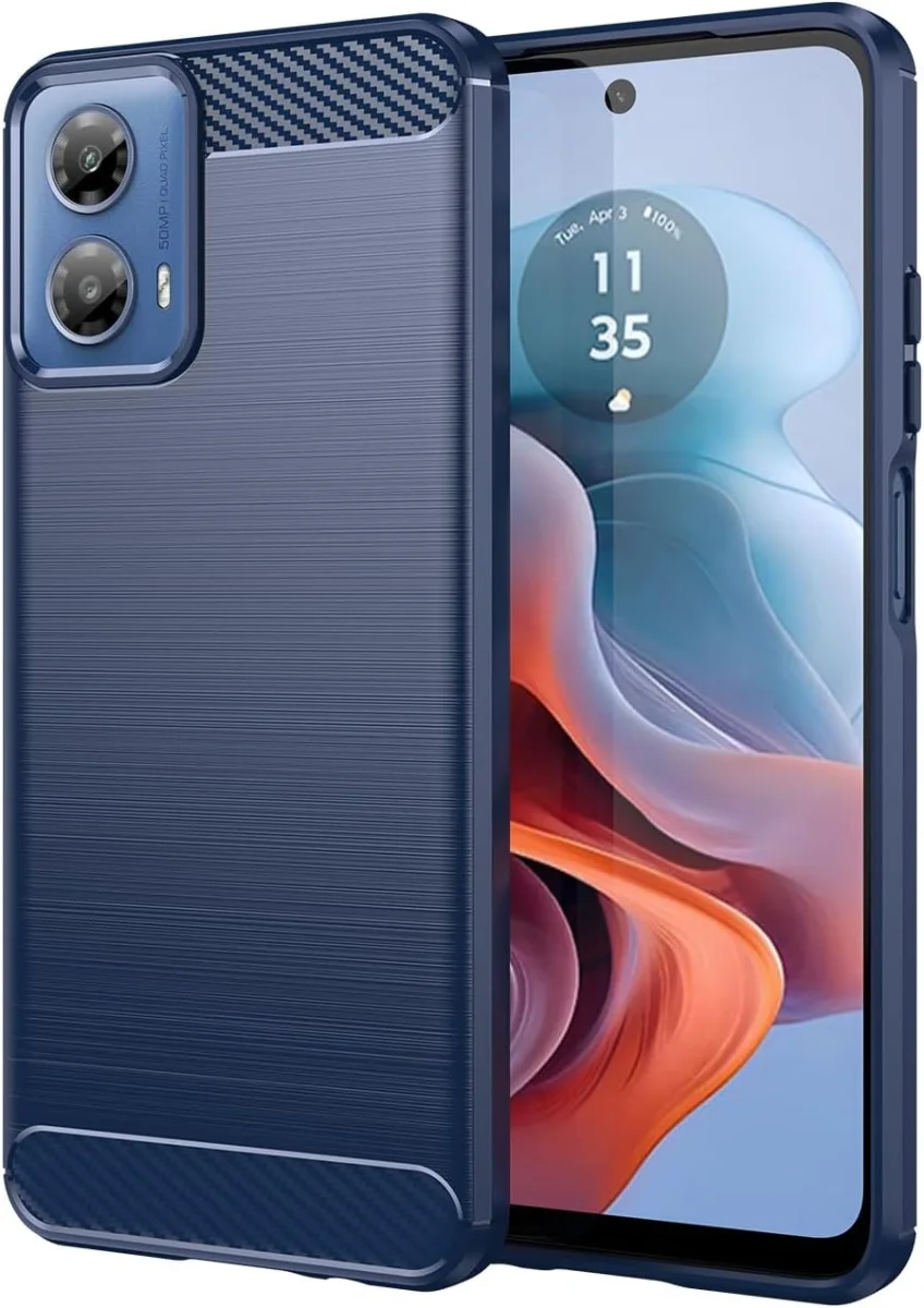 Motorola Moto G04 Hoesje Geborsteld TPU Flexibele Back Cover Blauw afbeelding 1