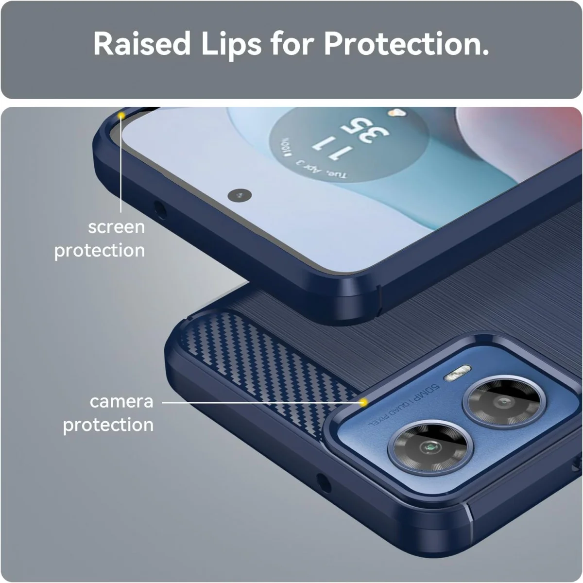 Motorola Moto G04 Hoesje Geborsteld TPU Flexibele Back Cover Blauw afbeelding 6