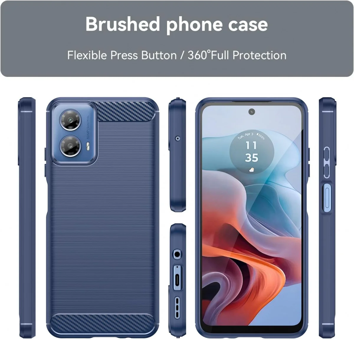 Motorola Moto G04 Hoesje Geborsteld TPU Flexibele Back Cover Blauw afbeelding 8