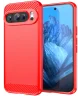 Google Pixel 9 / 9 Pro Hoesje Geborsteld TPU Flexibele Back Cover Rood