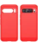 Google Pixel 9 / 9 Pro Hoesje Geborsteld TPU Flexibele Back Cover Rood