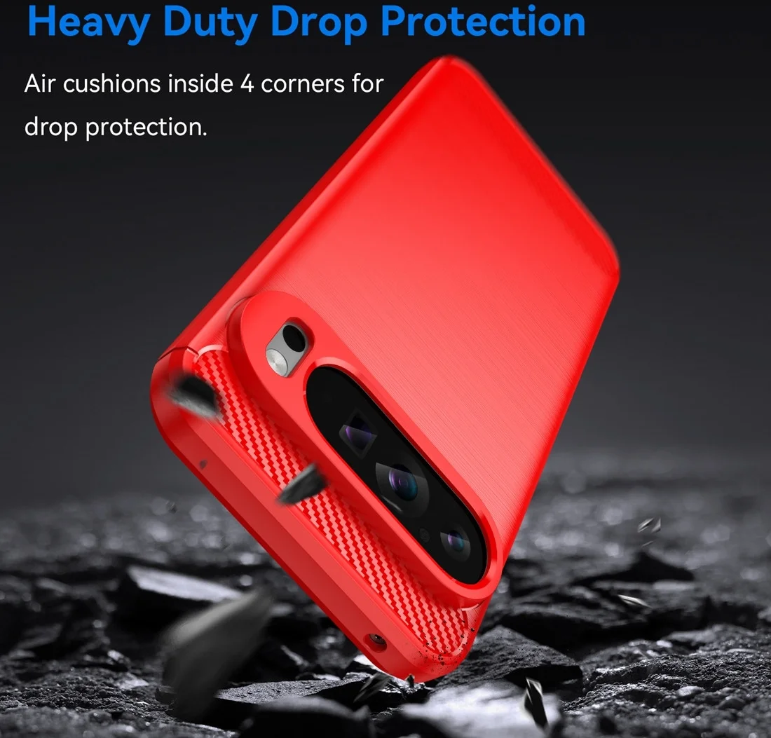 Google Pixel 9 Pro XL Hoesje Geborsteld TPU Flexibele Back Cover Rood afbeelding 4