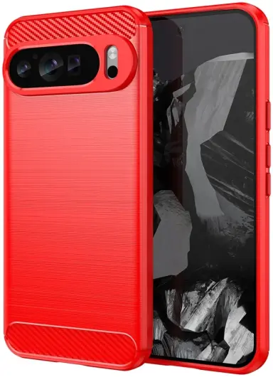 Google Pixel 9 Pro XL Hoesje Geborsteld TPU Flexibele Back Cover Rood afbeelding 1