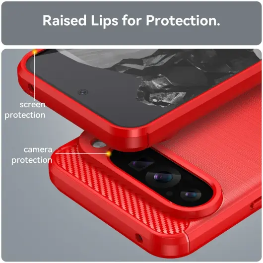 Google Pixel 9 Pro XL Hoesje Geborsteld TPU Flexibele Back Cover Rood afbeelding 2