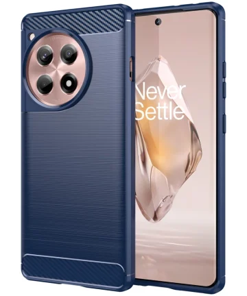 OnePlus 12R Hoesje Geborsteld TPU Flexibele Back Cover Blauw Hoesjes