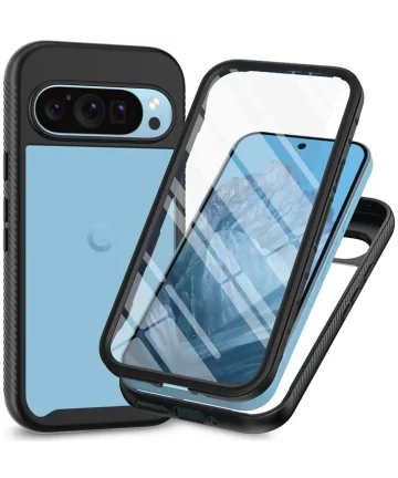 Google Pixel 9 / 9 Pro Hoesje Full Protect 360° Cover Hybride Zwart Hoesjes