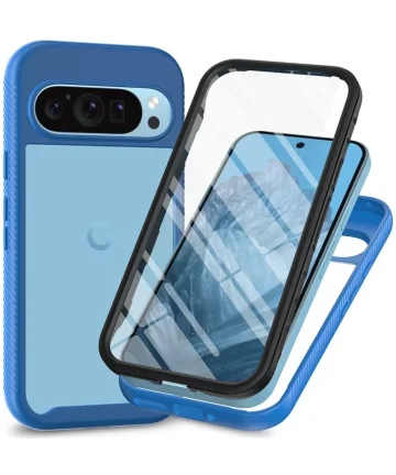 Google Pixel 9 / 9 Pro Hoesje Full Protect 360° Cover Hybride Blauw Hoesjes