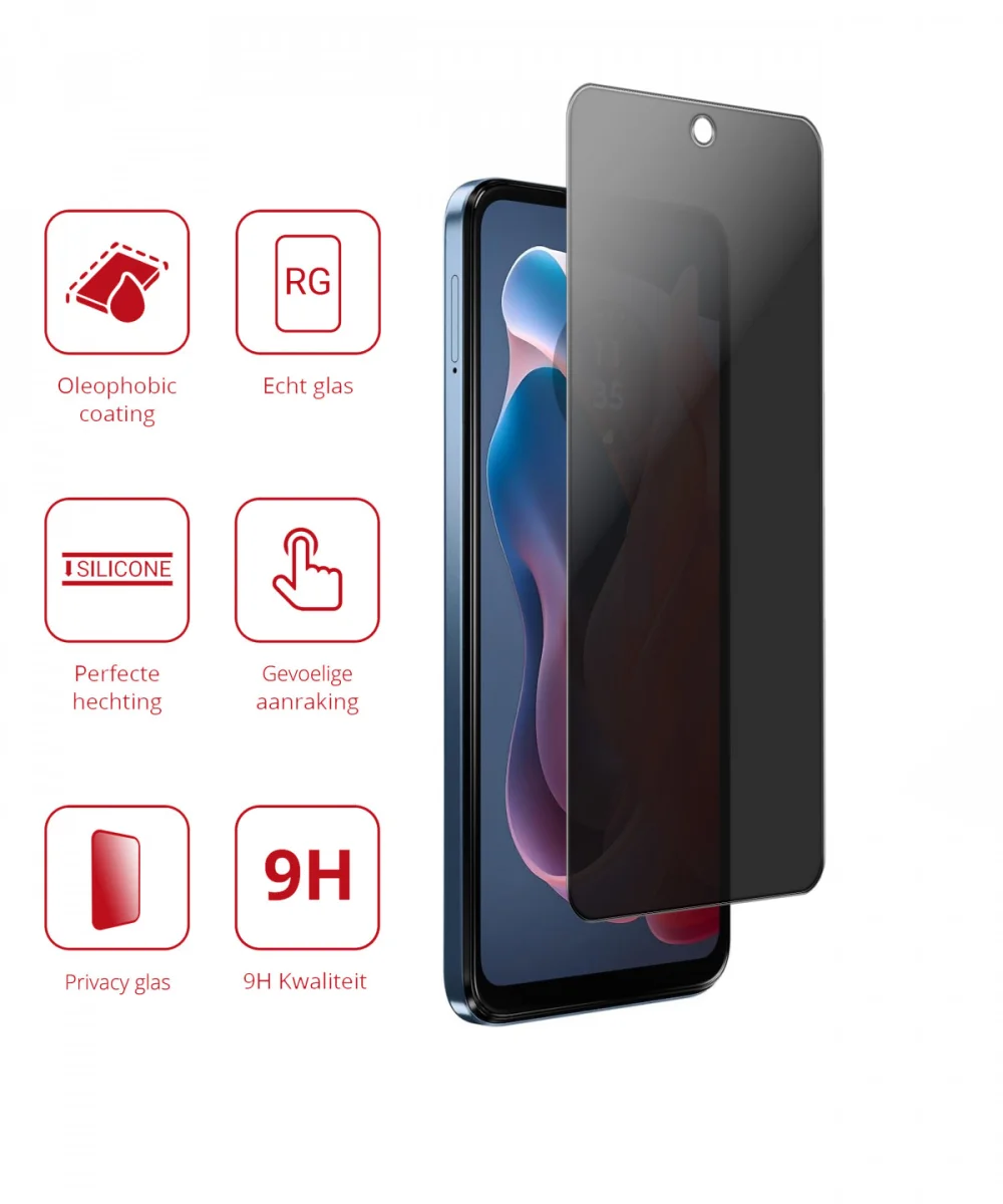 Rosso Motorola Moto G Play (2024) 9H Tempered Glass Screen Protector Privacy afbeelding 2