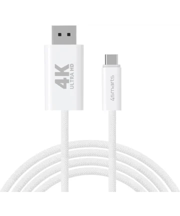 4smarts USB-C naar DisplayPort Video Kabel 4K 60Hz 2 Meter Wit Kabels