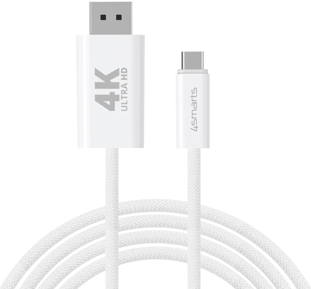 4smarts USB-C naar DisplayPort Video Kabel 4K 60Hz 2 Meter Wit afbeelding 1
