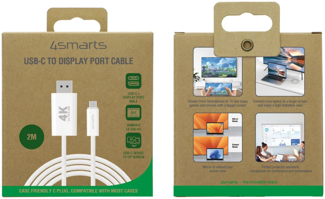 4smarts USB-C naar DisplayPort Video Kabel 4K 60Hz 2 Meter Wit afbeelding 10