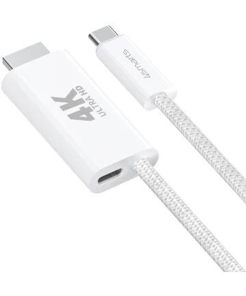 4smarts USB-C naar HDMI Video Kabel 4K 60Hz (100W) 2 Meter Wit Kabels