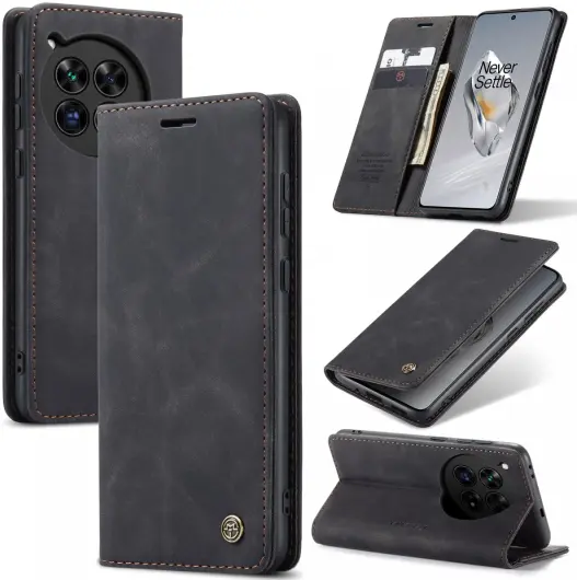 CaseMe 013 OnePlus 12 Hoesje Book Case met Standaard Zwart afbeelding 2