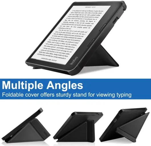 Kobo Sage Hoes Origami Book Case met Standaard Zwart afbeelding 5