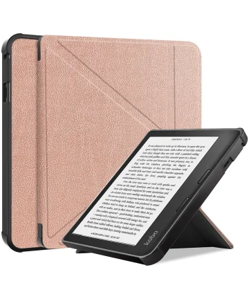 Kobo Sage Hoes Origami Book Case met Standaard Roze Goud Hoesjes