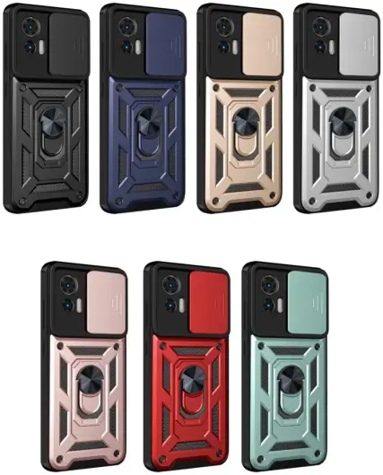 Motorola Edge 30 Neo Hoesje met Camera Slider en Kickstand Ring Zwart afbeelding 7