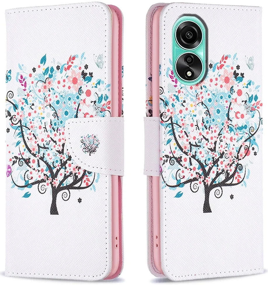 Oppo A78 4G Hoesje Portemonnee Book Case Boom Print afbeelding 1