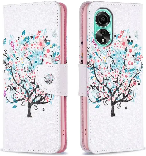 Oppo A78 4G Hoesje Portemonnee Book Case Boom Print afbeelding 1