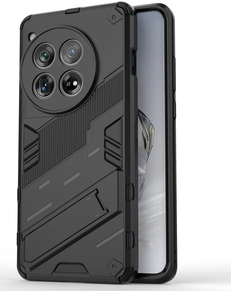 OnePlus 12 Hoesje Shockproof Kickstand Back Cover Zwart afbeelding 1