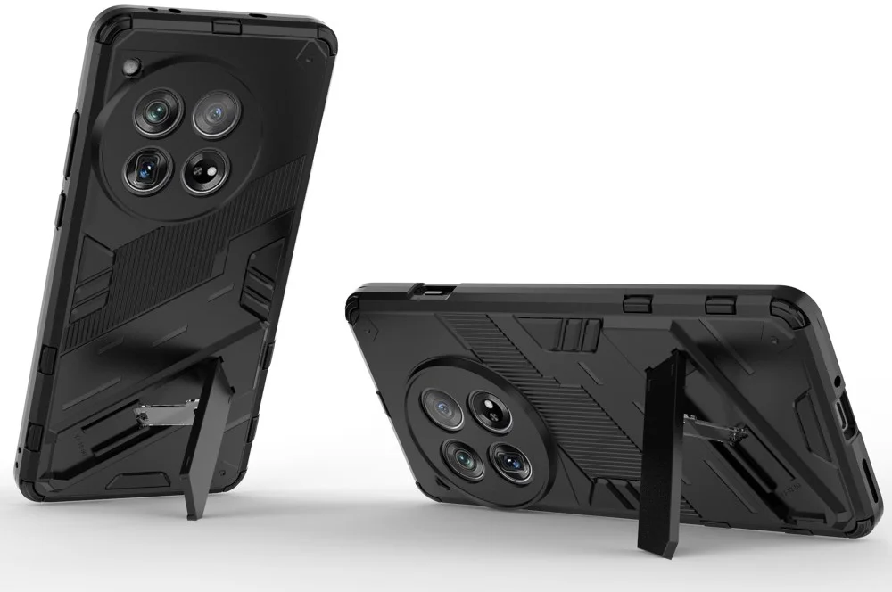 OnePlus 12 Hoesje Shockproof Kickstand Back Cover Zwart afbeelding 2