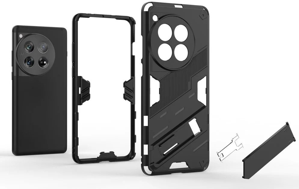 OnePlus 12 Hoesje Shockproof Kickstand Back Cover Zwart afbeelding 3