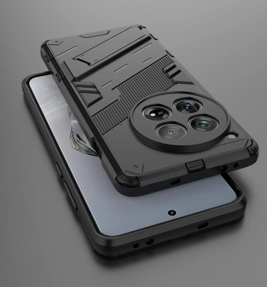 OnePlus 12 Hoesje Shockproof Kickstand Back Cover Zwart afbeelding 4