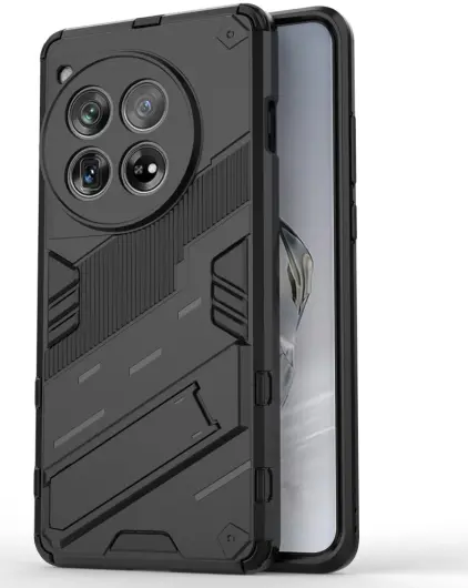 OnePlus 12 Hoesje Shockproof Kickstand Back Cover Zwart afbeelding 1