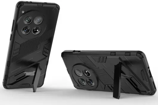 OnePlus 12 Hoesje Shockproof Kickstand Back Cover Zwart afbeelding 2