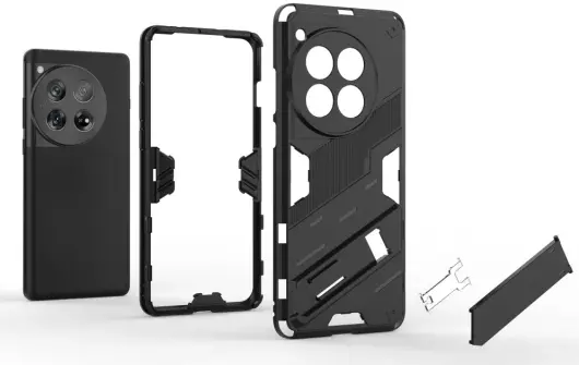 OnePlus 12 Hoesje Shockproof Kickstand Back Cover Zwart afbeelding 3
