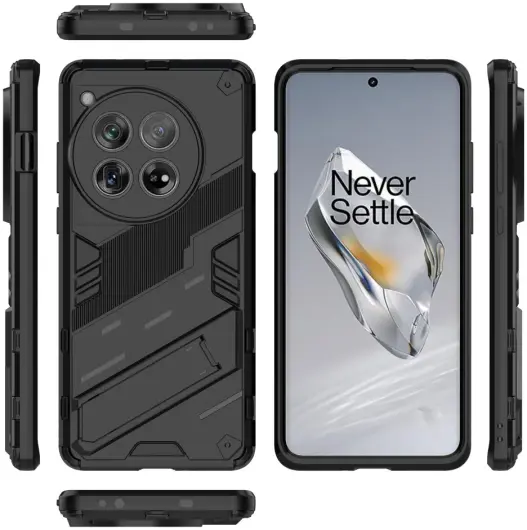 OnePlus 12 Hoesje Shockproof Kickstand Back Cover Zwart afbeelding 8