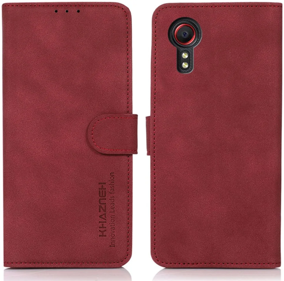 KHAZNEH Samsung Galaxy Xcover 7 Hoesje Retro Wallet Book Case Rood afbeelding 2
