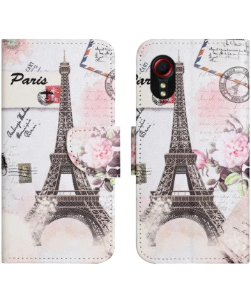 Samsung Galaxy Xcover 7 Hoesje Portemonnee Book Case Eiffeltoren Print Hoesjes