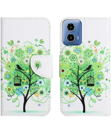 Motorola Moto G34 Hoesje Portemonnee Book Case Boom Print Hoesjes