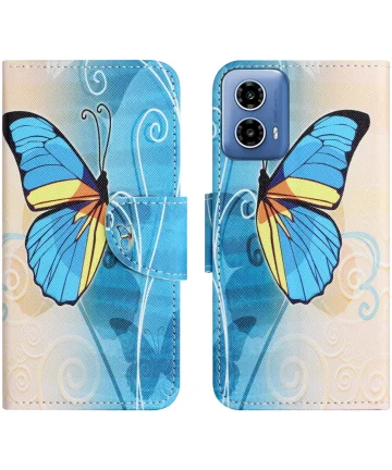 Motorola Moto G34 Hoesje Portemonnee Book Case Vlinder Print Hoesjes