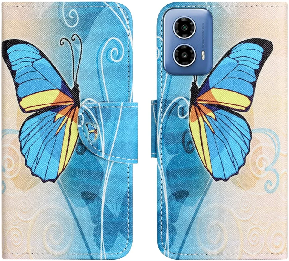 Motorola Moto G34 Hoesje Portemonnee Book Case Vlinder Print afbeelding 1