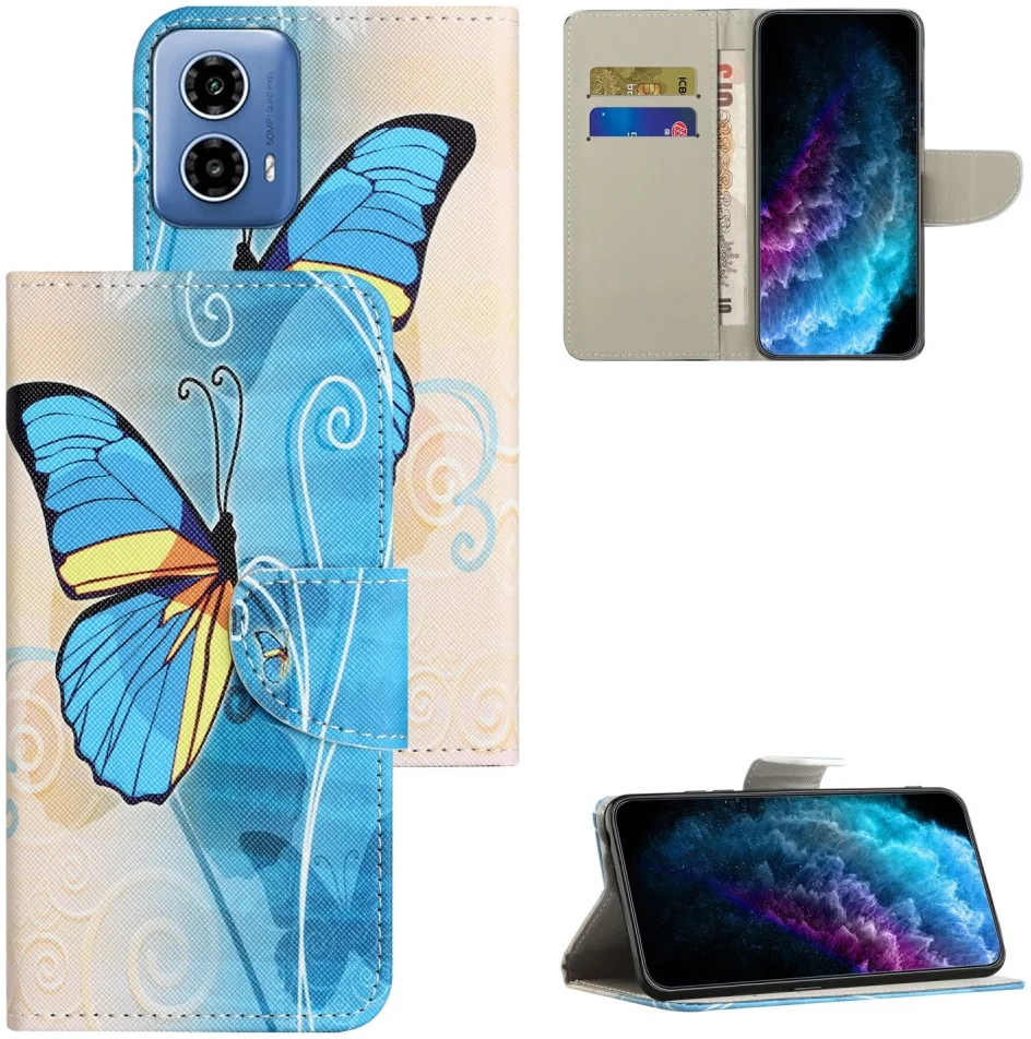 Motorola Moto G34 Hoesje Portemonnee Book Case Vlinder Print afbeelding 6