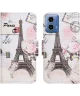 Motorola Moto G34 Hoesje Portemonnee Book Case Eiffeltoren Print