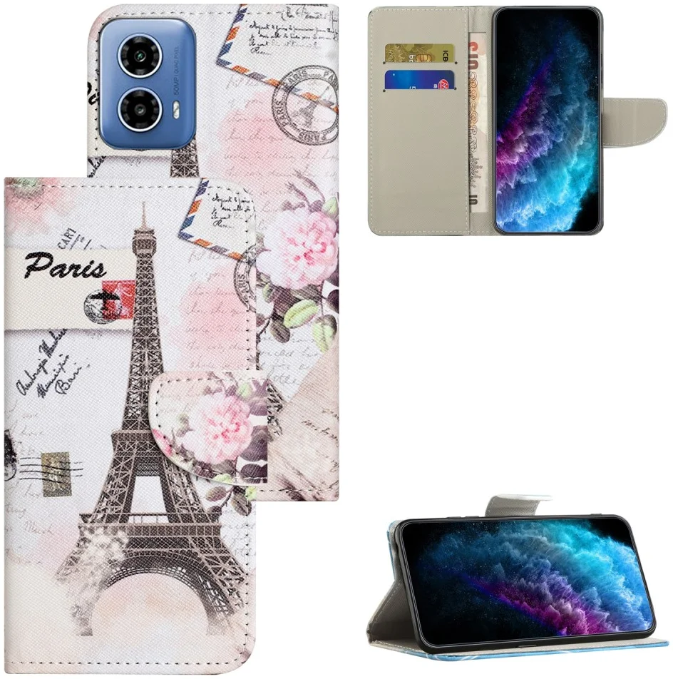 Motorola Moto G34 Hoesje Portemonnee Book Case Eiffeltoren Print afbeelding 6