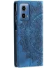Motorola Moto G34 Hoesje Mandala Book Case met Pasjeshouder Blauw