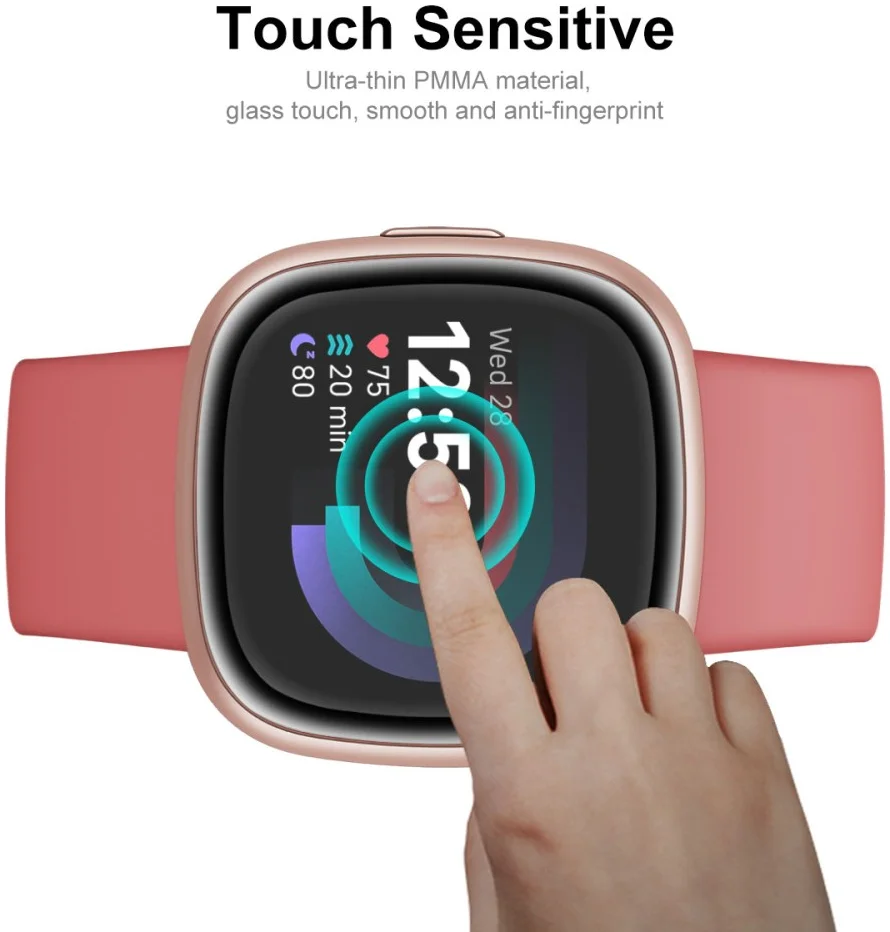 ENKAY - Fitbit Versa 4 / Sense 2 Screenprotector - 3D Curved Edges 2-Pack afbeelding 4