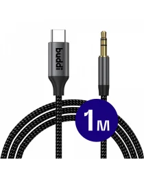 Buddi Flex USB-C naar 3.5mm Jack Audiokabel 1M Zwart