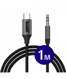 Buddi Flex USB-C naar 3.5mm Jack AUX Audiokabel 1M Zwart afbeelding