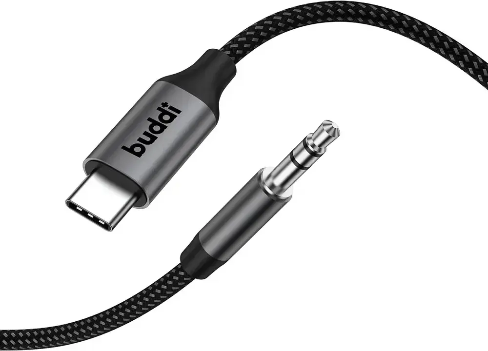 Buddi Flex USB-C naar 3.5mm Jack AUX Audiokabel 1M Zwart afbeelding 12
