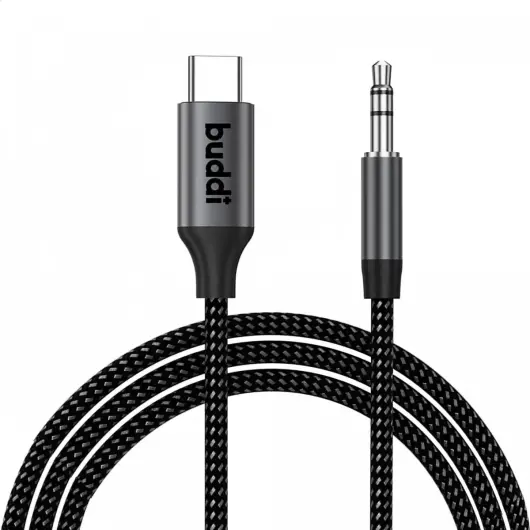 Buddi Flex USB-C naar 3.5mm Jack AUX Audiokabel 1M Zwart afbeelding 9
