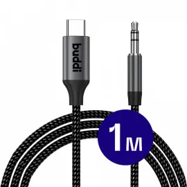 Buddi Flex USB-C naar 3.5mm Jack AUX Audiokabel 1M Zwart