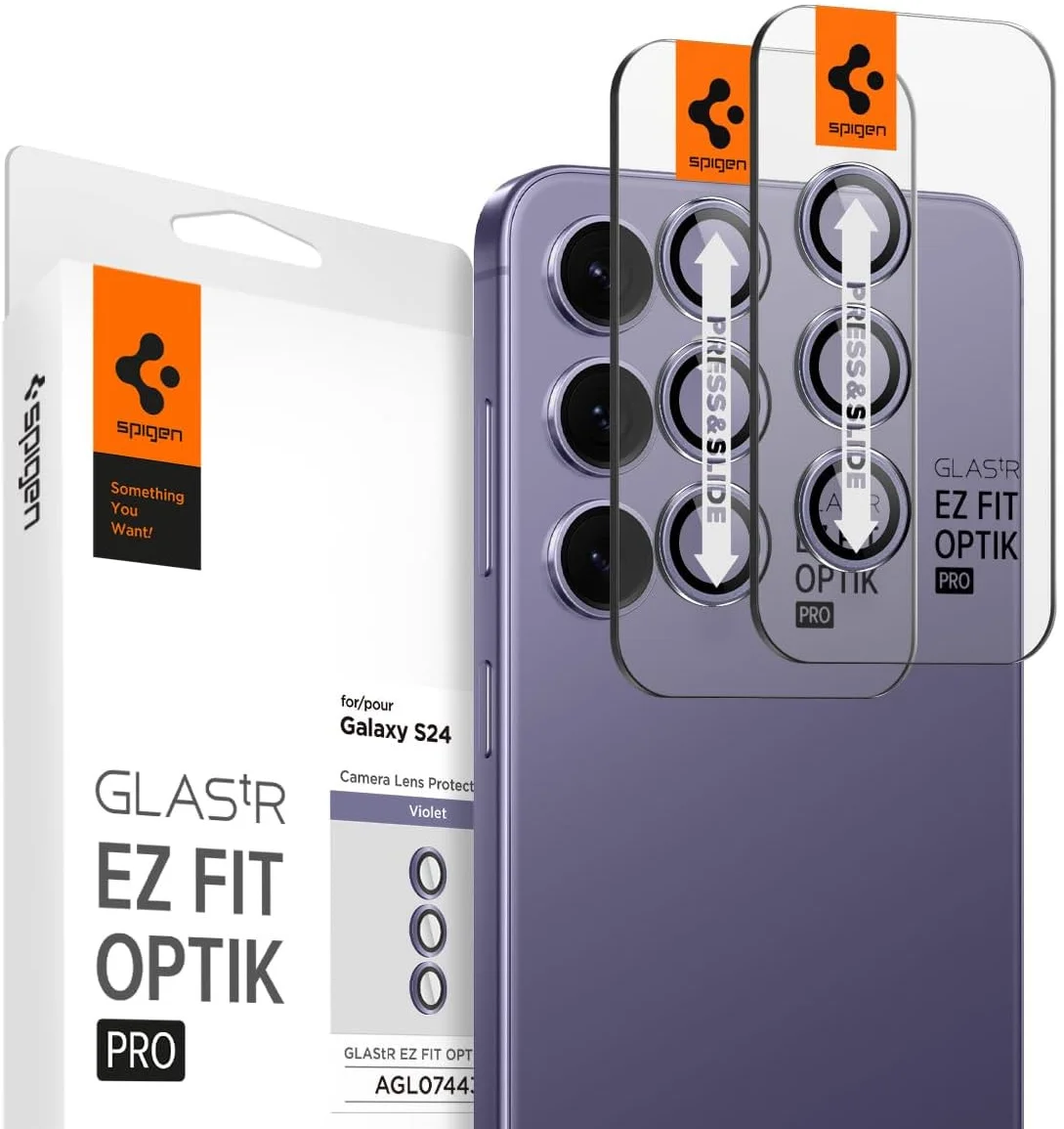 Spigen Optik Pro Samsung S24 Camera Protector Glas 2-Pack Paars afbeelding 1