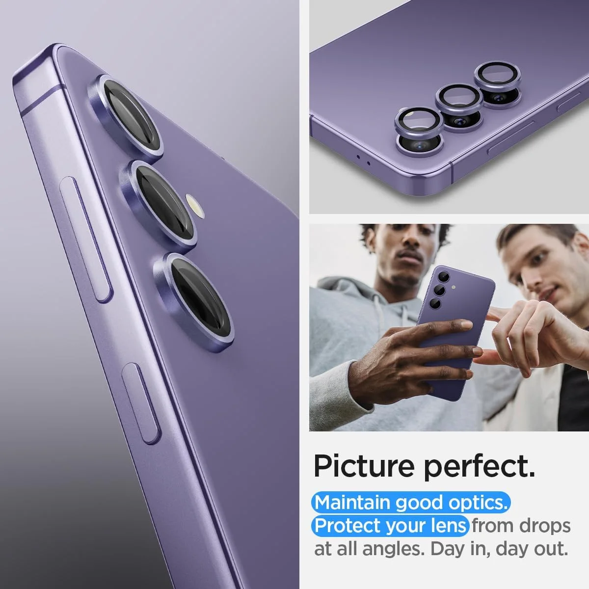 Spigen Optik Pro Samsung S24 Camera Protector Glas 2-Pack Paars afbeelding 5